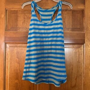 Blue and Gray Striped Athletic Women's Tank Top